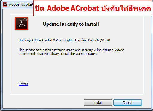 ปิด Adobe Acrobat บังคับให้อัพเดต