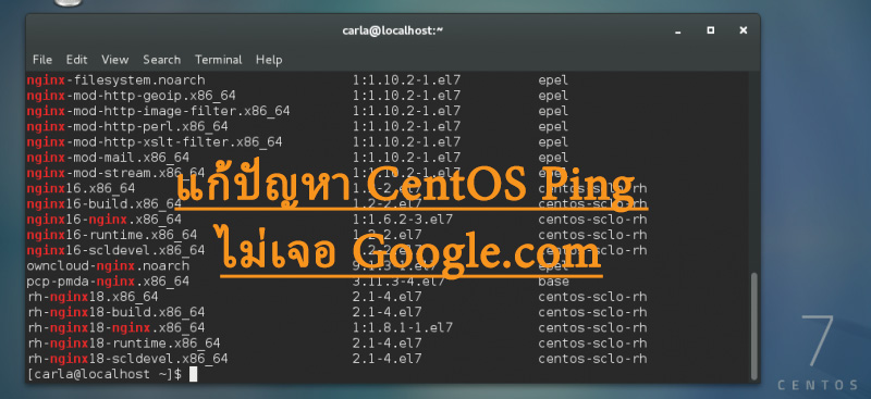 แก้ปัญหา CentOS Ping ไม่เจอ Google.com